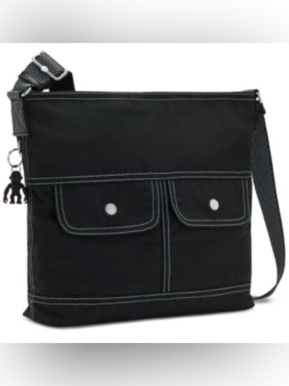 Kipling Ginnie Tote Bag black, prominent front pocket  dual straps.